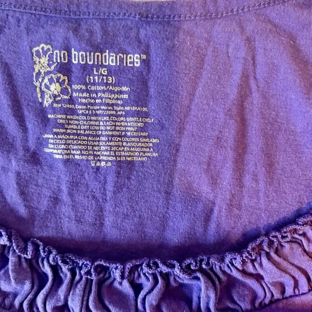 90s Y2K Style Purple Ruffle Scoop Neck Cap Sleeve Feminine Fairy Women's Large - Picture 8 of 10